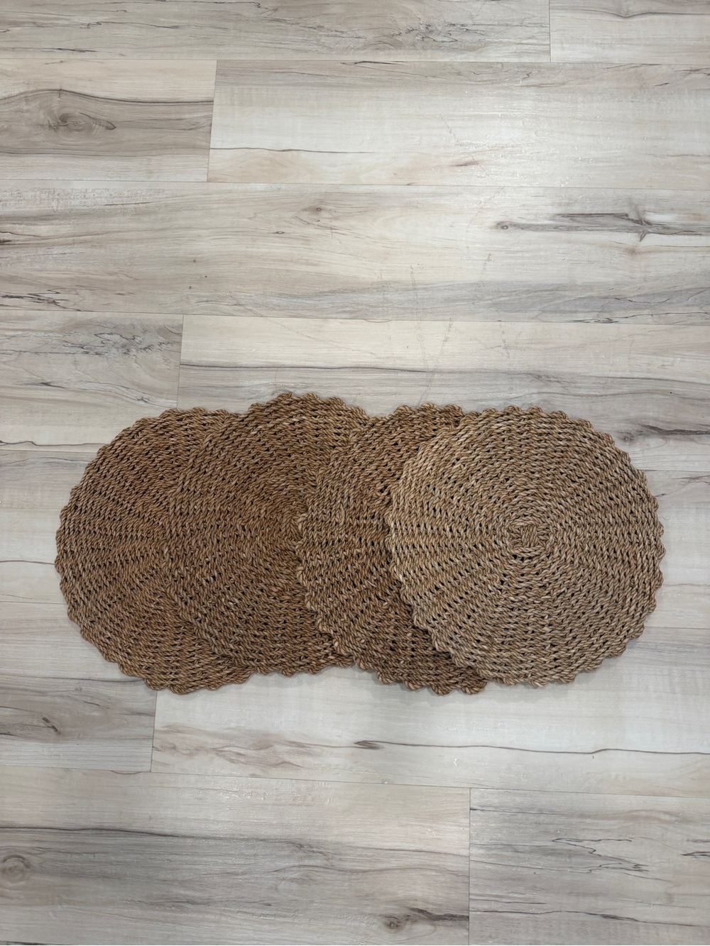 Hearth & Hand Round Woven Brown Natural Placemats Set